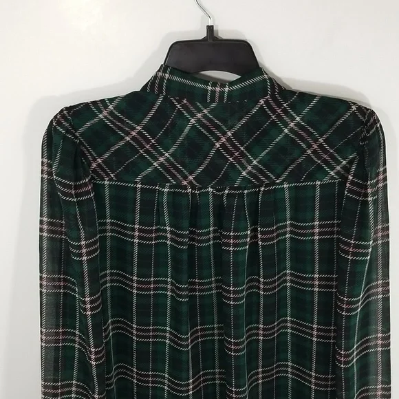 {Ann Taylor} Plaid Sheer Sleeve Shirt Size Small - Picture 12 of 16
